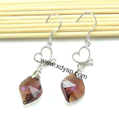 925纯银蝴蝶形镀白金耳钩,规格:10x14mm,925纯银制品