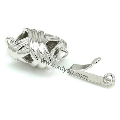 925纯银X形单排扣镀白金,规格:9.5x14mm,纯银制品