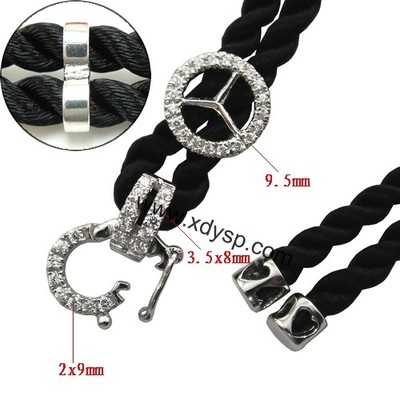 925银车标志白金款,规格:3mm(黑色),白金款精品绳,微镶工艺,项链绳